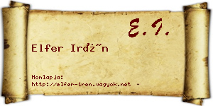 Elfer Irén névjegykártya